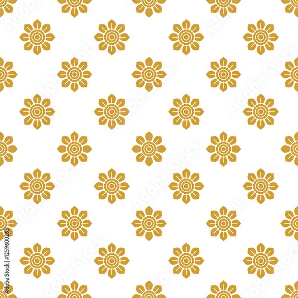 Fototapeta Golden Flower Seamless Pattern Background