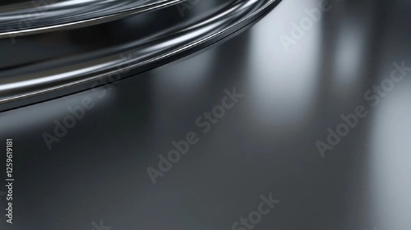 Fototapeta Metallic Abstract: Sleek chrome waves with light reflections background
