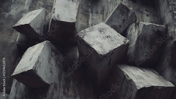 Fototapeta Concrete blocks, urban wall, texture