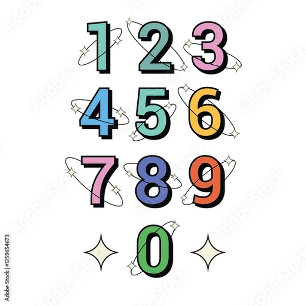 Fototapeta Set of decorative numbers retro style