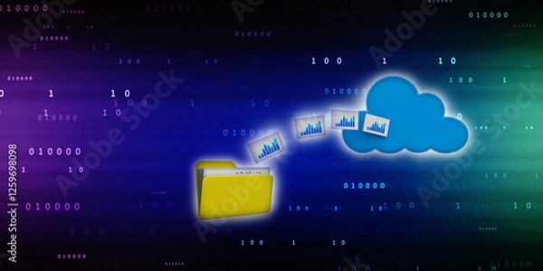 Fototapeta 3d rendering Cloud computing concept, Cloud internet technology concept background, Cloud computing and network security technology concept