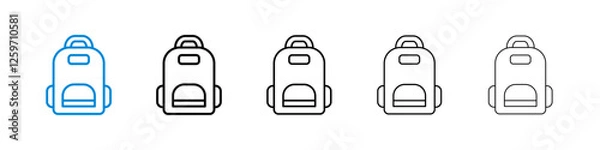 Fototapeta Backpack icons in five different stroke sizes