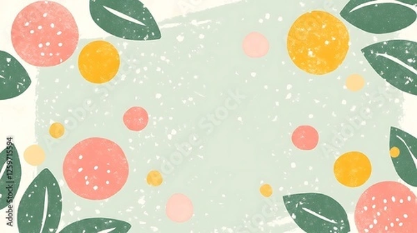Fototapeta Abstract Pastel Circles and Leaves Design