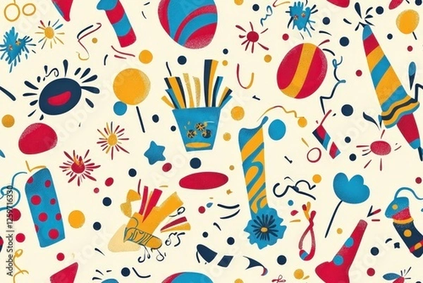 Fototapeta Cartoon celebration abstract background texture pattern seamless