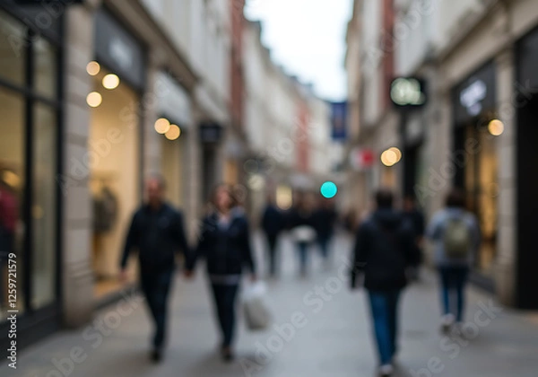Fototapeta people walking in the city blur