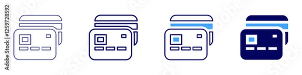 Fototapeta Secure credit card payments icon in 4 different styles. Thin Line, Line, Bold Line, Duotone. Duotone style. Editable stroke