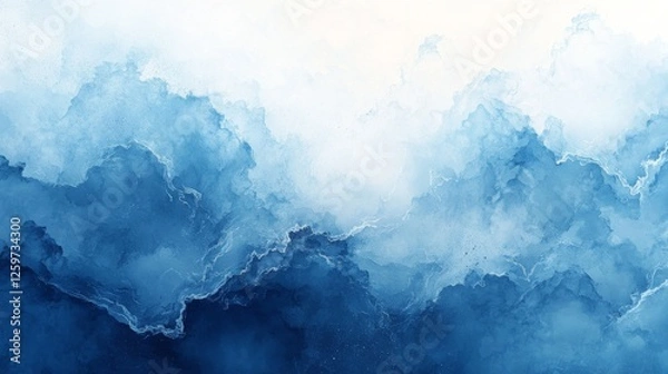 Fototapeta Abstract watercolor background in blue hues. Featuring fluid and organic shapes. Emphasizing calmness and creativity. Ideal for artistic and soothing visuals.
