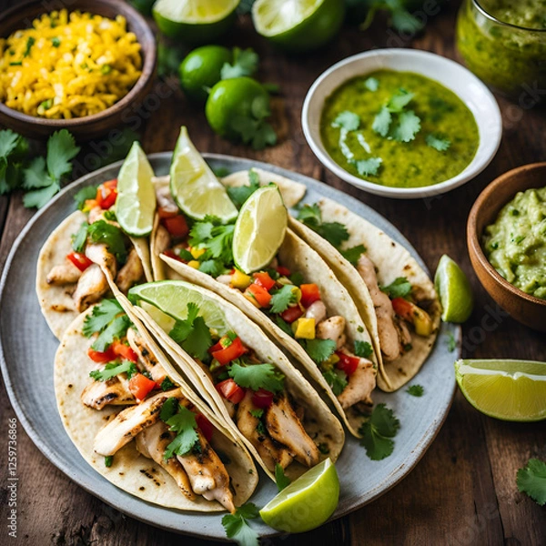 Obraz chicken and vegetable salad