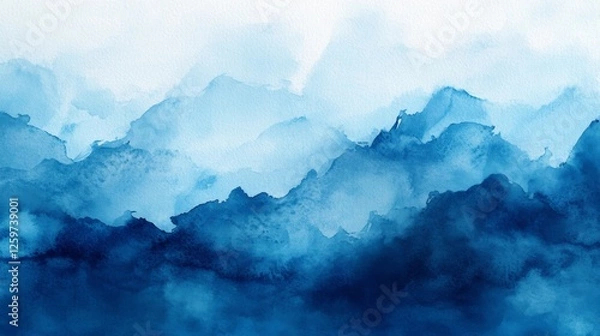 Fototapeta Blue background with watercolor textures. Showing delicate gradient shades of blue. Emphasizing calmness and serenity. Ideal for digital art projects.