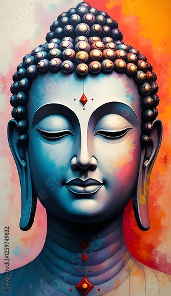 Obraz Buddha Head with Colorful Background