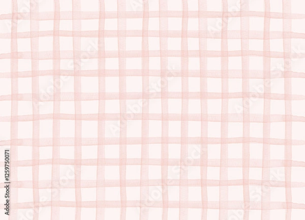 Obraz 水彩で手描きしたピンク色のチェック柄＿薄ピンクの背景に大きいチェック模様
