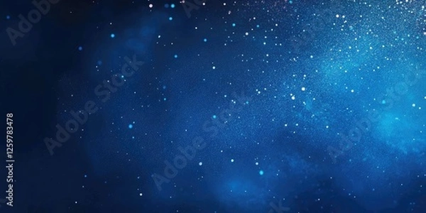 Fototapeta Abstract deep blue background with scattered white and light blue spots creating a dreamy, starry effect ideal for copy space on the left side.