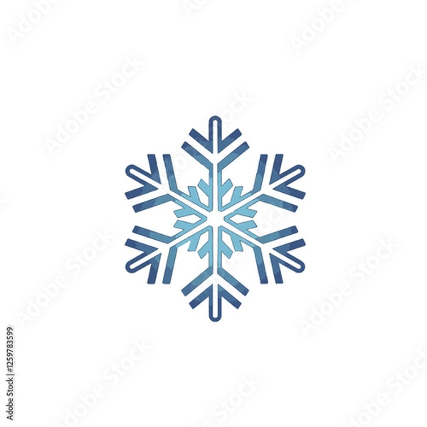 Obraz Blue Geometric Snowflake Symbol on a White Background