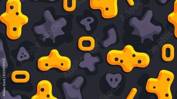 Fototapeta Abstract Orange and Dark Gray Seamless Pattern