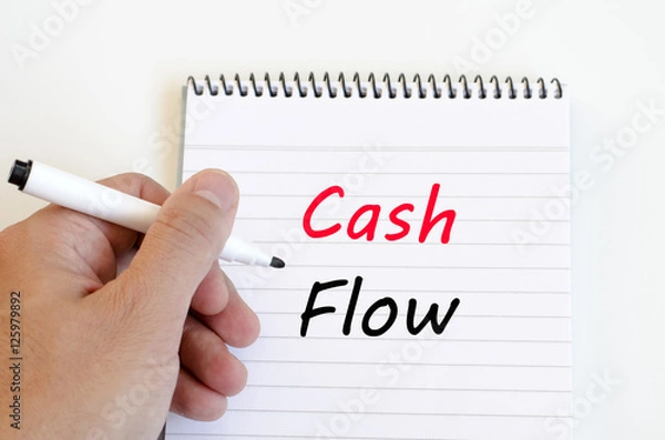 Fototapeta Cash flow text concept on notebook