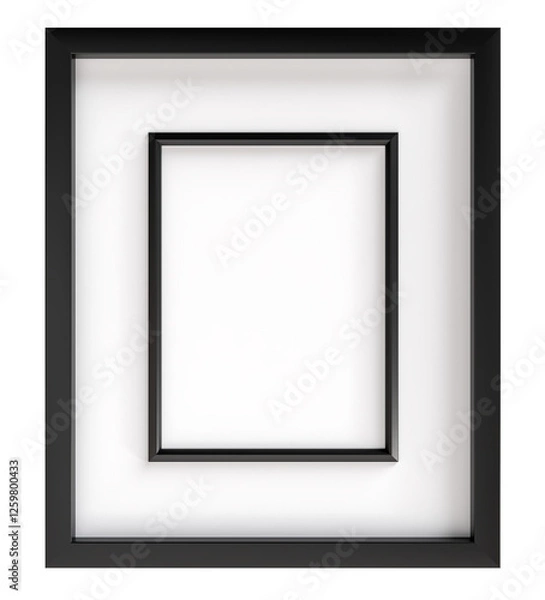 Fototapeta Realistic 3D blank plastic or wood frame photo mockup. Empty wall photo framing template isolated. Mockup for presentation painting, poster, wall art, photographs or frameworks exposition template.