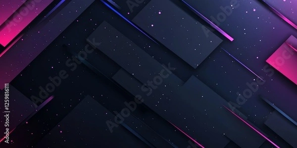Fototapeta Abstract black background with neon diagonal lines, dark blue to purple gradient, and vibrant color effects. Perfect for modern designs, posters, and digital art.