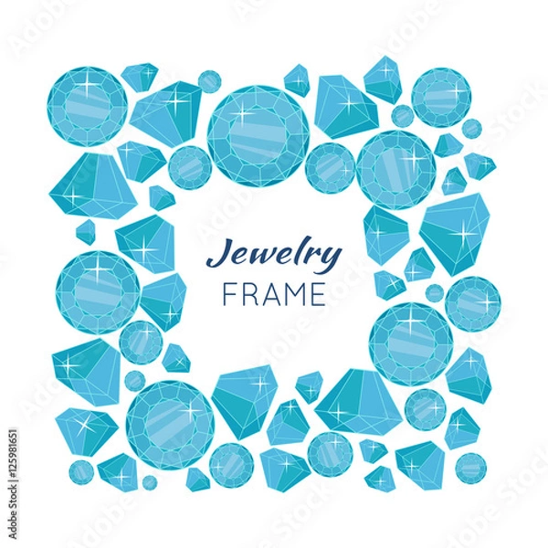 Fototapeta Jewelry Frame with Diamonds of Different Size.