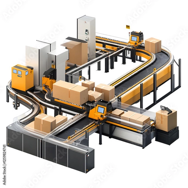 Fototapeta Automated Fulfillment Center with Streamlined Packaging Processing