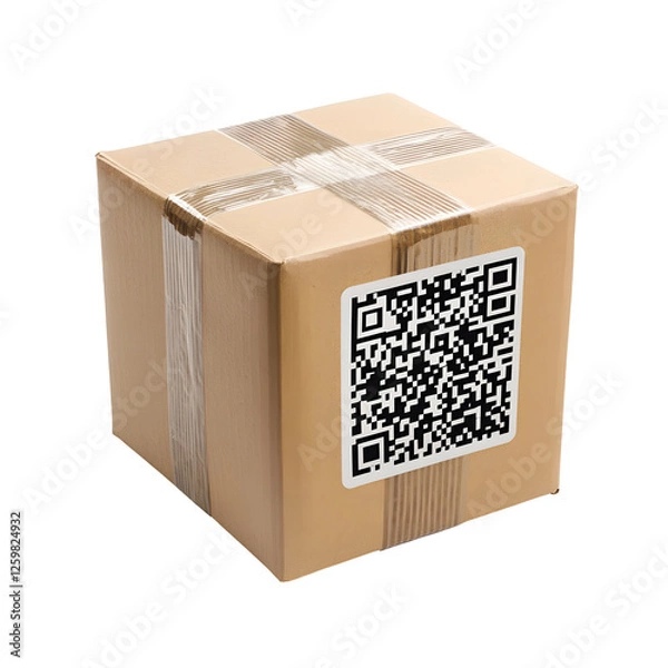 Fototapeta Isolated Package Tracking QR Code Enabling Real-Time Shipment Updates for Efficient Logistics
