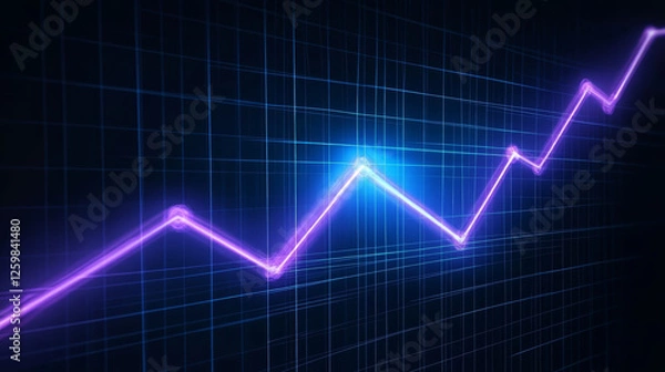 Fototapeta dynamic line graph showing upward trend with glowing elements, representing growth and progress in data analysis. vibrant colors enhance visual appeal