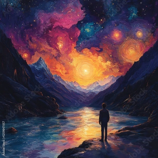 Fototapeta A dreamer creating a vista where time freezes