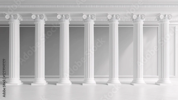 Fototapeta Minimalist depiction of greek columns on pure white background