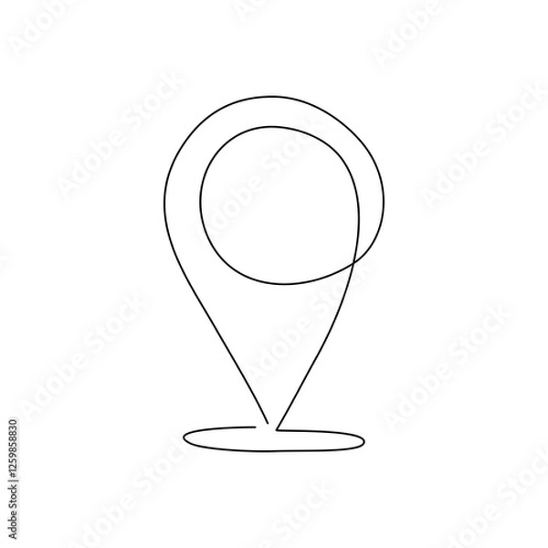 Fototapeta Continuous line drawing of Location isolate on transparent background.