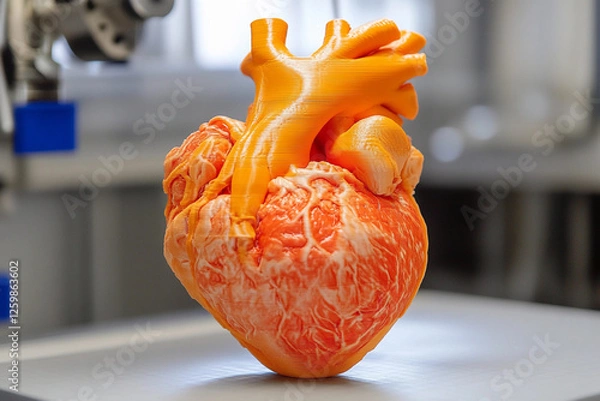 Fototapeta Three-dimensional anatomical heart model displayed in a laboratory setting for educational purposes