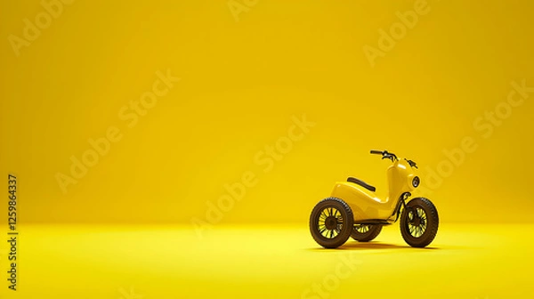 Obraz Vibrant Yellow Tricycle on a Monochromatic Background