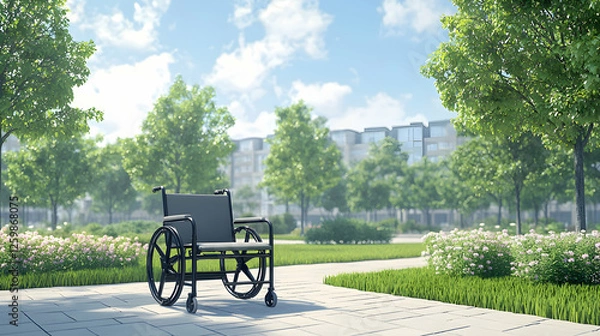 Obraz Accessible Park: Wheelchair in a serene green space