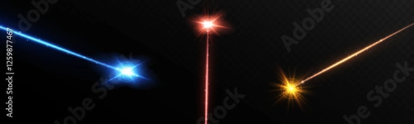 Fototapeta Abstract red laser beam. Isolated on a transparent black background.