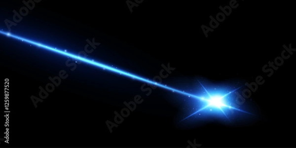 Fototapeta Abstract blue laser beam. Isolated on a transparent black background.