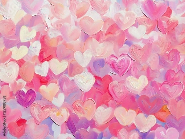 Fototapeta repeating background in the form of a cartoon heart, colors light pink and white, with a putty texture