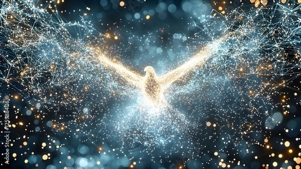 Obraz Abstract Digital Bird Glowing Constellation Eagle Network Connection Technology Background