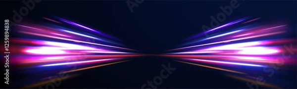 Obraz Colored shiny sparks of spiral wave. Curved bright speed line swirls. Shiny wavy path. Rotating dynamic neon circle. Magic golden swirl with highlights. Glowing swirl bokeh effect. vector png