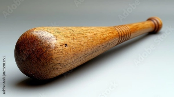 Fototapeta Close-up view of a wooden baseball bat showcasing its grain and texture against a neutral background