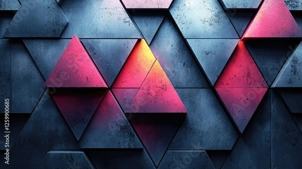 Fototapeta Abstract geometric patterns with vibrant colors on a textured wall, creating a modern art effect