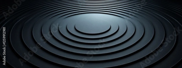 Obraz Minimalist dark circular pattern wallpaper with copy space. Design template with white center text area. Ideal for banners.