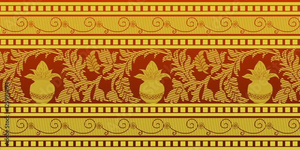 Fototapeta beautiful graphic saree design and this sari design is in Indian style which is for textile fashion industry and it can be used as wallpaper backdrop and website bg this style is originated in india 