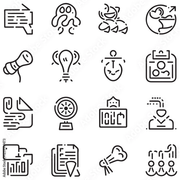 Obraz training and workshop line icons collection. thin outline icons pack. ui icon collection. set of line web pictogram with white background