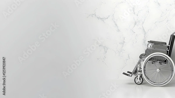 Obraz Wheelchair against Marble Wall: Accessibility and Modern Design