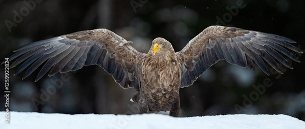 Obraz White-tailed eagle wingspan on snow