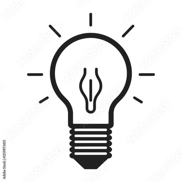 Obraz Lightbulb line art vector Illustration