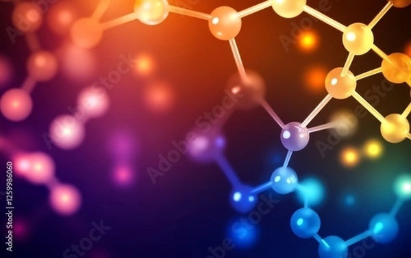 Fototapeta Abstract molecular structure with vibrant color representing scientific research and innovation