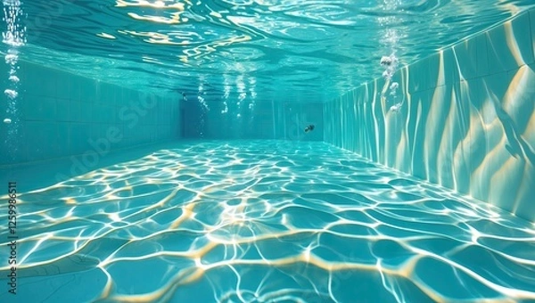 Fototapeta Underwater footage capturing the mesmerizing patterns of sunlight 