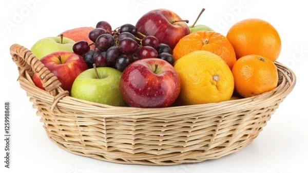 Fototapeta Fruit Basket with Apples, Oranges, and Grapes