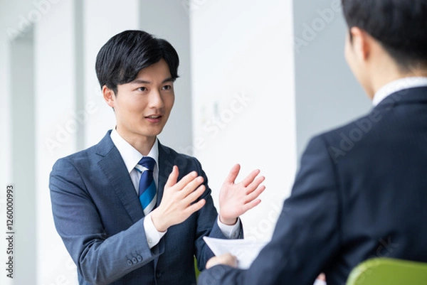 Fototapeta 営業する若いビジネスマン　撮影協力:スカパー東京メディアセンター