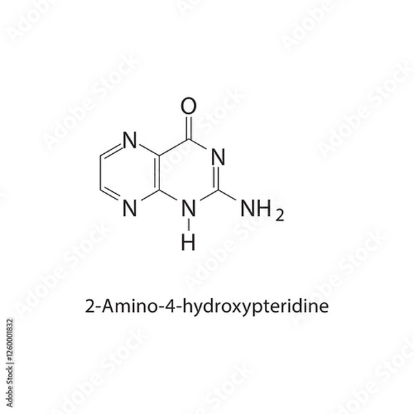 Fototapeta 2-Amino-4-hydroxypteridine skeletal structure.Pteridine derivative compound schematic illustration. Simple diagram, chemical structure.