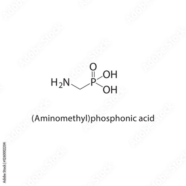 Fototapeta (Aminomethyl)phosphonic acid skeletal structure.Phosphonic acid compound schematic illustration. Simple diagram, chemical structure.